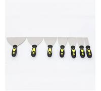 Set de 7 Spatules en Acier Inox Bicolores de 10 à 20 cm - Manches Antidérapants pour Enduit Maçonnerie et Cuisine