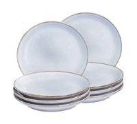 Set de 8 Assiettes à Desserts en Grès Finition Émail Réactif Bleu Clair