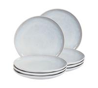Set de 8 Assiettes à Desserts en Grès Finition Émail Réactive Gris Clair Sesame