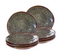 Set de 8 Assiettes à Desserts en Grès Finition Émail Réactive pour 8 Pers Vert