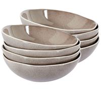 Set de 8 Assiettes Creuses en Grès Artisanal Finition Émail Réactive Gris