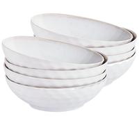 Set de 8 Assiettes Creuses en Grès Bols Pâtes Artisanal Finition Émail GrisClair