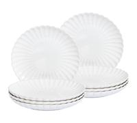 Set de 8 Assiettes Plates en Grès Artisanal pour 8 Pers Finition Glacée R Blanc
