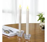 Set de 8 bougies LED en cire véritable Chandelle sans flamme avec bougeoir en verre Lumière blanc chaud