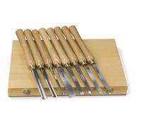Set de 8 burins pour tour à bois - HOLZSTAR - Outils de tournage pour tour à bois - Coffret en bois