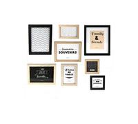Set de 8 Cadres Photo Effet Bois Naturel et Noir - BANIST -