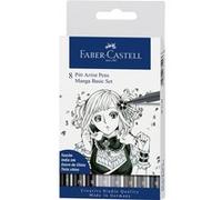 Set de 8 Feutres Faber-Castell Pitt Artist Pens Manga Noir et Gris Noir et Gris G