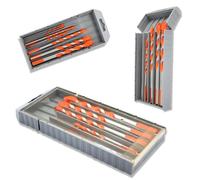 FISHTEC Set de 8 Forêts Multi Matériaux Diamètres 3, 4, 5, 6, 7, 8, 10, et 12mm, Tous Types Matériaux, Haute Résistance, Double Forme Triangulaire, Coffret Rangement - Rouge