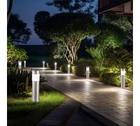 8er Set Borne Lumineuse Lampe Solaire IP44 Jardin Inox Opale LED 28cm