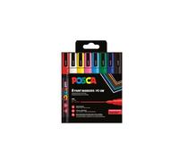 Posca Marqueurs PC-3M8C Set de 8, pointe conique fine 0,9-1,3 mm, couleurs assorties