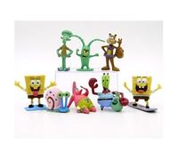 set de 8 personnage figurine Bob l'éponge Carlo Tentacule Patrick l'étoile de mer écureuil des sables Eugène Krabs Gary Plankton