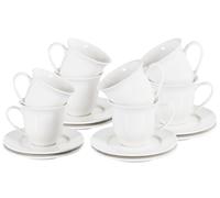 Set de 8 Tasses et Soucoupes en Porcelaine Thé Café Finition Brillante Blanc