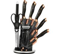 set de 9 couteaux Couteau de cuisine Support de couteau rotatif Bloc de couteaux Marbre Or