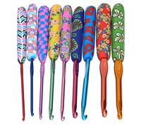 Set de 9 Crochets avec Poignées Confort, Aiguilles Multicolores pour Tricot et Crochet, Kit d'Accessoires de Loisirs Créatifs DIY