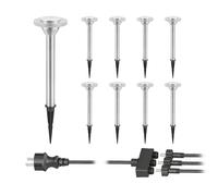 Set de 9 lampes de jardin LED ALF chromées mates avec piquet de terre pour [EEK: G]