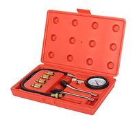 Set de 9 Pièces pour Tester La Compression, Coffret Compressiomètre, avec une mallette rouge, 6 pièces, Matériau: Acier C45, Taille de la valise: 30 x 19,5 x 6 cm