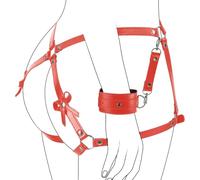 Set de ajustable avec et sangles cuir rouge ceinture et cuisse pour fun Game Party, sortir ensemble couple, dîner, chambre à coucher, soirée lingerie