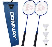 Set de badminton Donnay - 2 raquettes, 3 volants en plumes et sac de rangement inclus