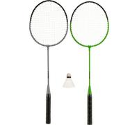 Set de badminton Outtec® - 2x raquettes, 1x volant en plumes - Jeu pour enfants & adultes - pour l'extérieur, le jardin, la plage