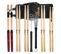 Set de Baguettes XDrum pour Batterie Débutant, 5A Nylon, Épaisseur: 5A | Longueur: env. 405 mm, Diamètre: env. 16 mm, Pointe: Nylon, en forme de goutte, Matériau: Érable, Surface antidérapante