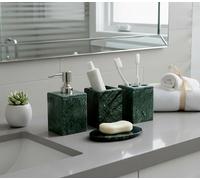 Set de Bain 4 pièces | Comprend Un Distributeur de Savon Liquide, Un Porte-Brosse à Dents, Un Porte-Dentifrice, Un Porte-Savon - en Pierre Naturelle