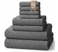 NatureMark Lot de 8 Serviettes Éponge, 100% Coton, Gris Anthracite