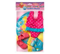 Set de Bain pour Poupée - Heless - 88Heless - Maillot Rose - Flotteurs Jaunes - 35-45 cm