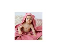 Trois Kilos Sept - Lot Set de Bain (Ourson Rose) - Cape de Bain à Capuche + Gant de Toilette Assorti - Pour Bébé - 100x100 cm