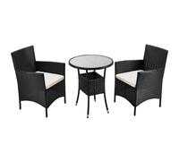 Set de balcon en polyrattan Bayamo noir, beige