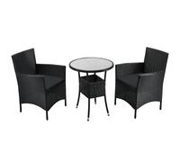 Set de balcon en polyrattan Bayamo noir, gris