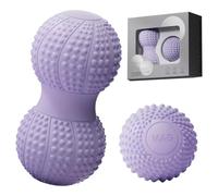 Set de balles de massage et double balle de massage pour fascia, balle double pour fascias, petit diamètre 6,5 cm, longueur 13 cm, pour pieds, dos, cou, colonne vertébrale (A)