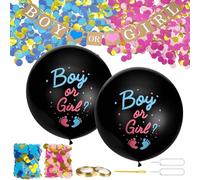 Set de Ballon Gender Reveal, Ballons Latex 36 Pouces avec Guirlande Girl or Boy, Confettis Rose et Bleu, Ruban Doré & Marqueurs, Party Décoration pour Révélation Fille ou Garçon et Baby Shower