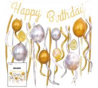 Set de ballons de baudruche d'anniversaire or argent 30pcs