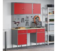 Set De Banc De Boulot En Acier Rouge De 8 Pièces Vidaxl