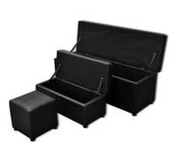 Set de banc de rangement en simili cuir Noir Noir G