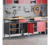 Set De Banc De Travail 2 Pièces Vidaxl Rouge Acier