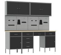 Set de banc de travail de 10 pièces en acier noir