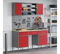 Set De Banc De Travail En Acier Rouge De 7 Pièces Vidaxl