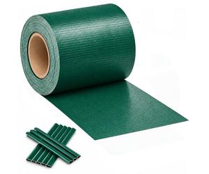 Set de bandes brise-vue Relaxdays, 1 rouleau de 35 m, vert | Brise-vue PVC double barre, clips inclus, opaque, résistant aux intempéries, anti-déchirure, jardin, balcon, terrasse