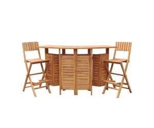 Set de bar pliable en teak avec 2 tabourets de bar - bruno