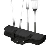 Set de barbecue premium en acier inoxydable - pince à barbecue, fourchette à barbecue et spatule dans un sac de rangement pratique avec poignées gris