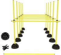 Set de barres de saut Barres d'entraînement pour l'entraînement physique Saut (15 barres - 100cm, 10 pieds en X, 10 clips) - Jaune CEEDIR