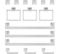 Set de barres porte-serviettes, montage mural, acier inoxydable durable, argenté