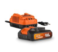 Set de Batterie et Chargeur Powerplus Dual Power POWDP90620 - Batterie 2,0 Ah de 20 V et Chargeur 2 A - pour Outils de Bricolage sans Fil de 20 V - Plateforme de Batterie