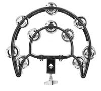 Set de batterie Hi Hat avec tambourin, hochet à grelots mains libres sans fil à double rangée de clochettes, 40 clochettes en acier inoxydable pour performances live KTV et musique