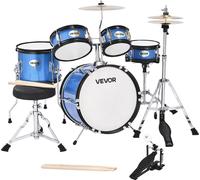 Set de batterie VEVOR, 5 pièces, tambour de basse 35,6 cm, caisse claire 20,3 cm, toms 15,2 cm & 20,3 cm, toms sur pied 25,4 cm, cymbale crash 25,4 cm, charleston 20,3 cm avec support, pour enfants de