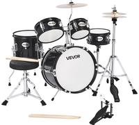 Set de batterie VEVOR, 5 pièces, y compris tambour de basse 35,6 cm, caisse claire 20,3 cm, toms 15,2 cm & 20,3 cm, toms sur pied 25,4 cm, cymbales crash 25,4 cm & charleston 20,3 cm, pour enfants de 