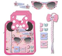 Set de beauté avec pochette à lunettes Minnie Mouse | Accessoires pour cheveux avec tresse, pinces, lunettes et jarretières | Kit enfant Disney Classic Rose