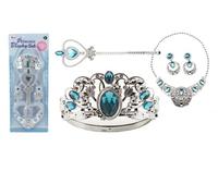Set de beauté grande couronne en plastique + collier + boucles d'oreilles + sceptre 4pcs