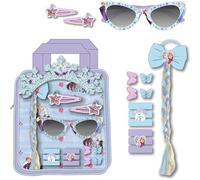 Set de beauté pochette lunettes La Reine des Neiges | Kit d'accessoires pour enfants avec couronne, lunettes de soleil, tresse et pinces | Accessoires cheveux Elsa et Anna Disney